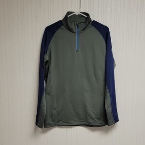 Rossignol Blue & Green Logo Pullover 1/4 Zip, Men's Large Baselayer Ski outdoor